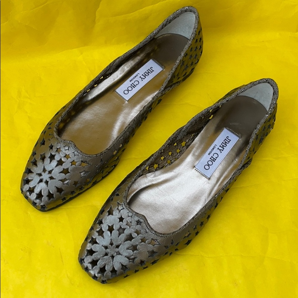 New silver Jimmy Choo leather shoes